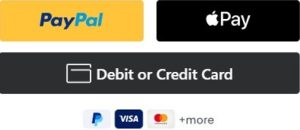Checkout options: PayPal, ApplePay & Debit or Credit Card